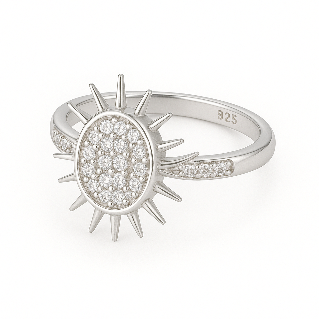 Sunburst Halo 925 Pinky Ring