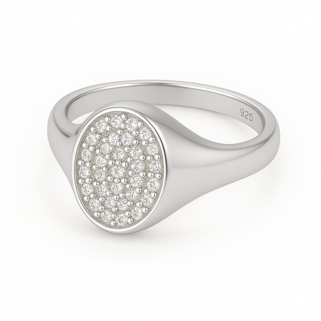 Cushion Pavé 925 Pinky Ring