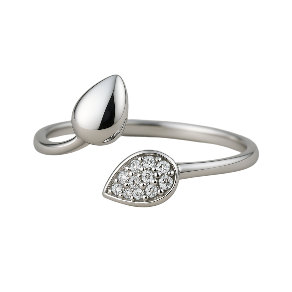 925 Silver Women’s Ring – Teardrop Duo