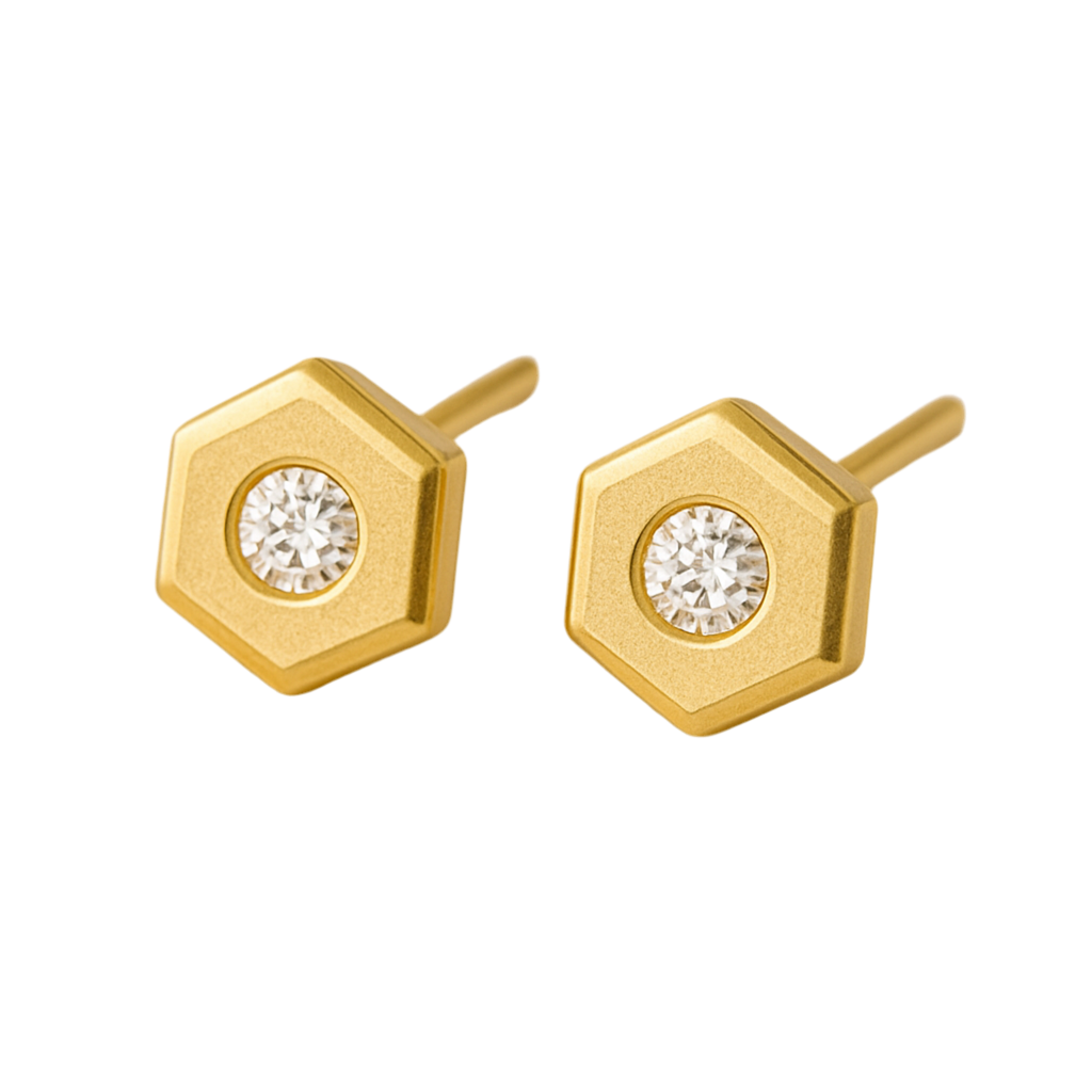 Hexagon 18k earrings diamond accent