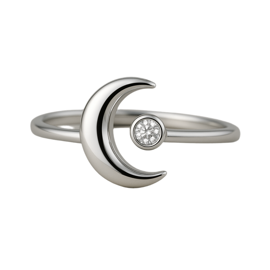 925 Silver Women’s Ring – Crescent Moon & Star