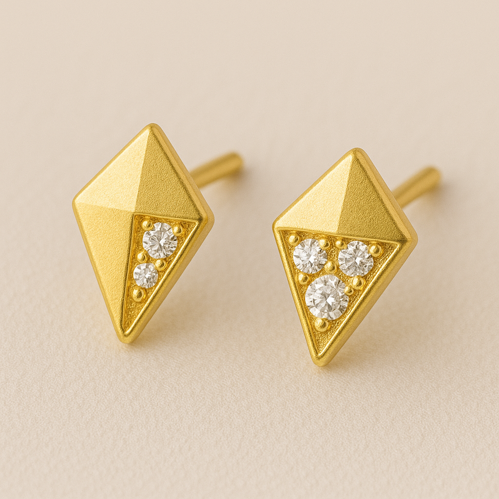 Kite and diamond accents 18k earrings