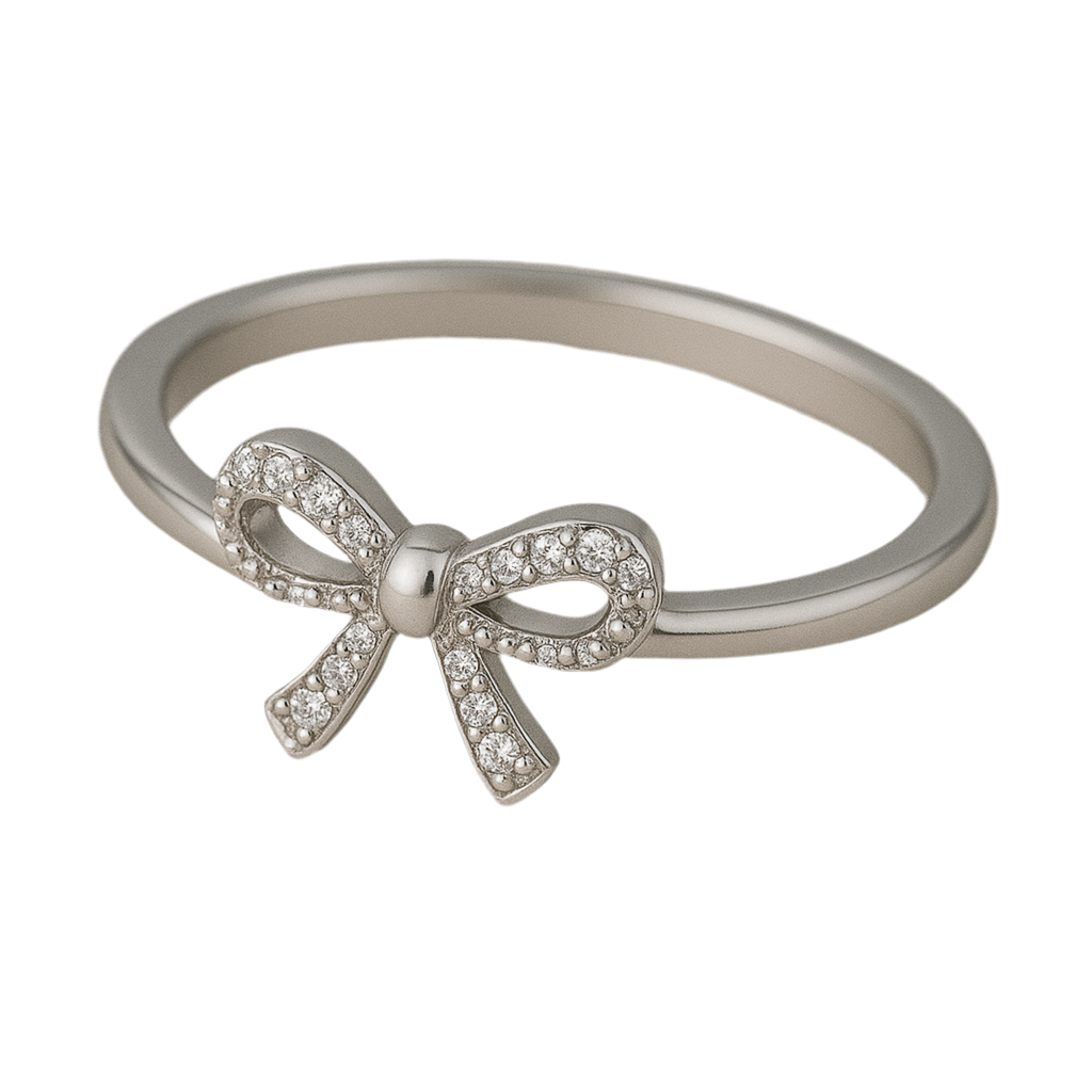 925 Silver Women’s Ring – Pave Bow