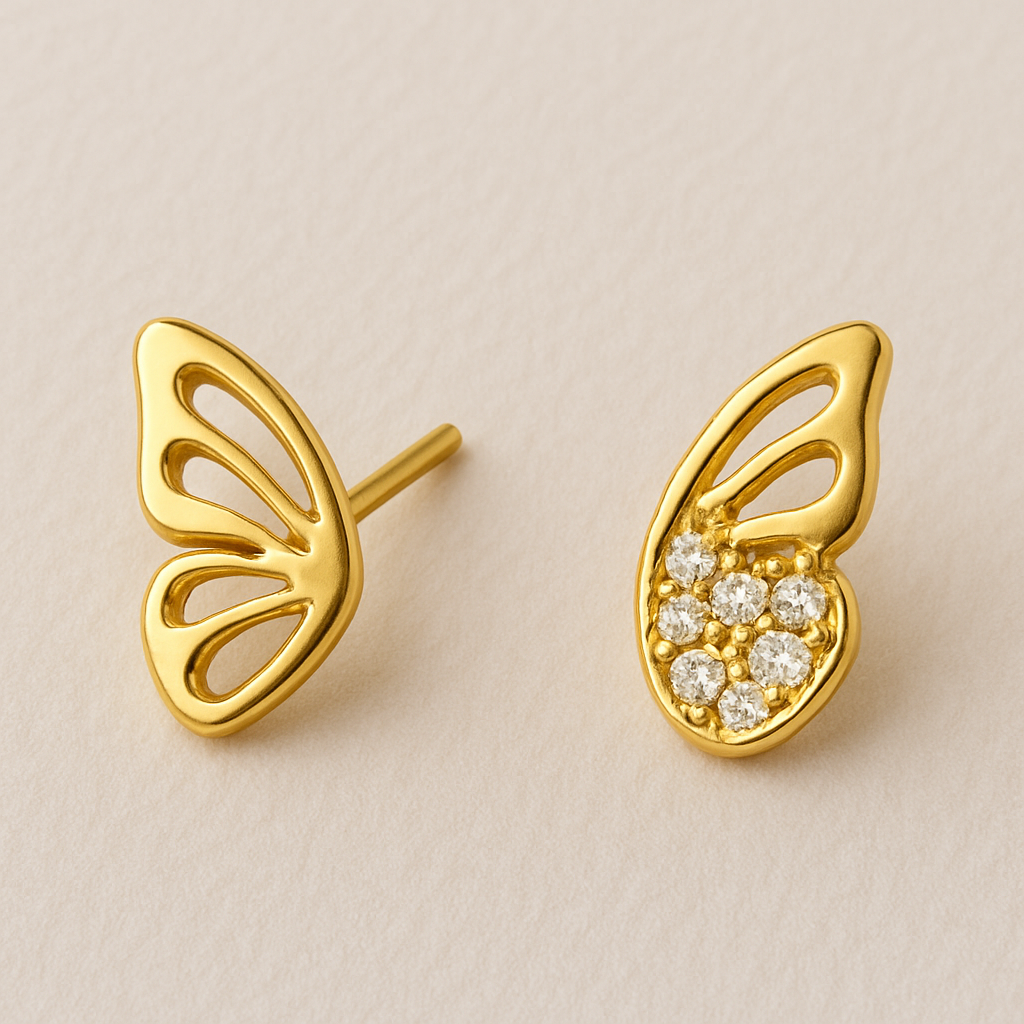 Half wing pair 18k earrings