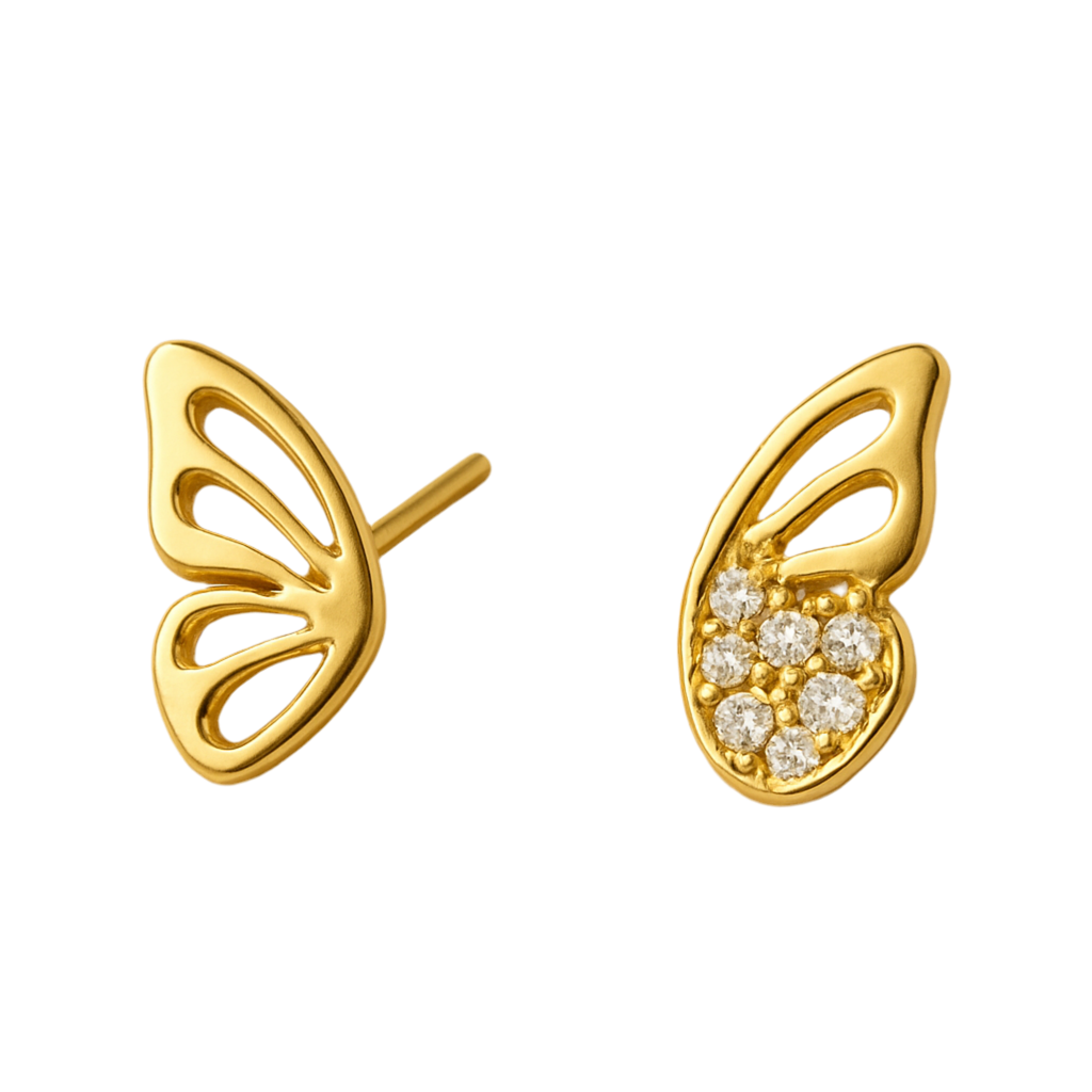 Half wing pair 18k earrings