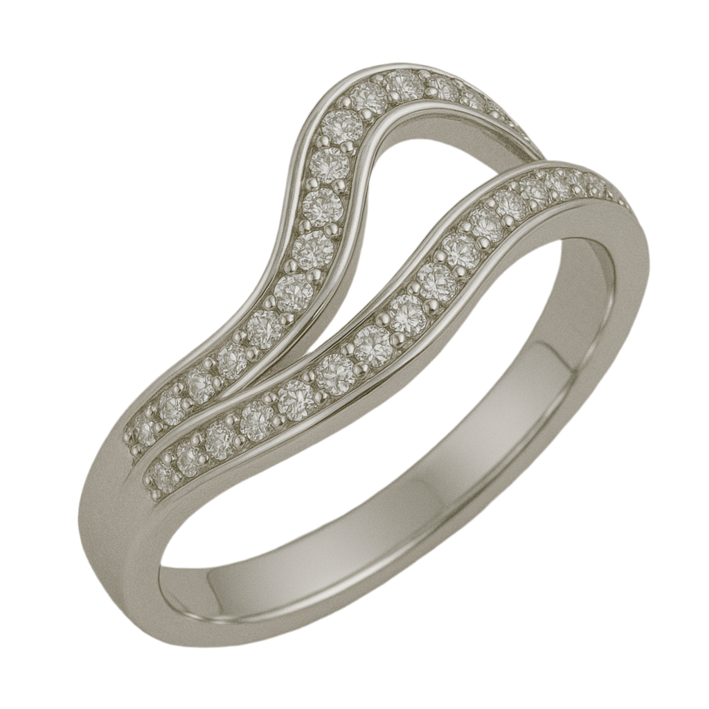 925 Silver Women’s Ring – Double Wave Pavé