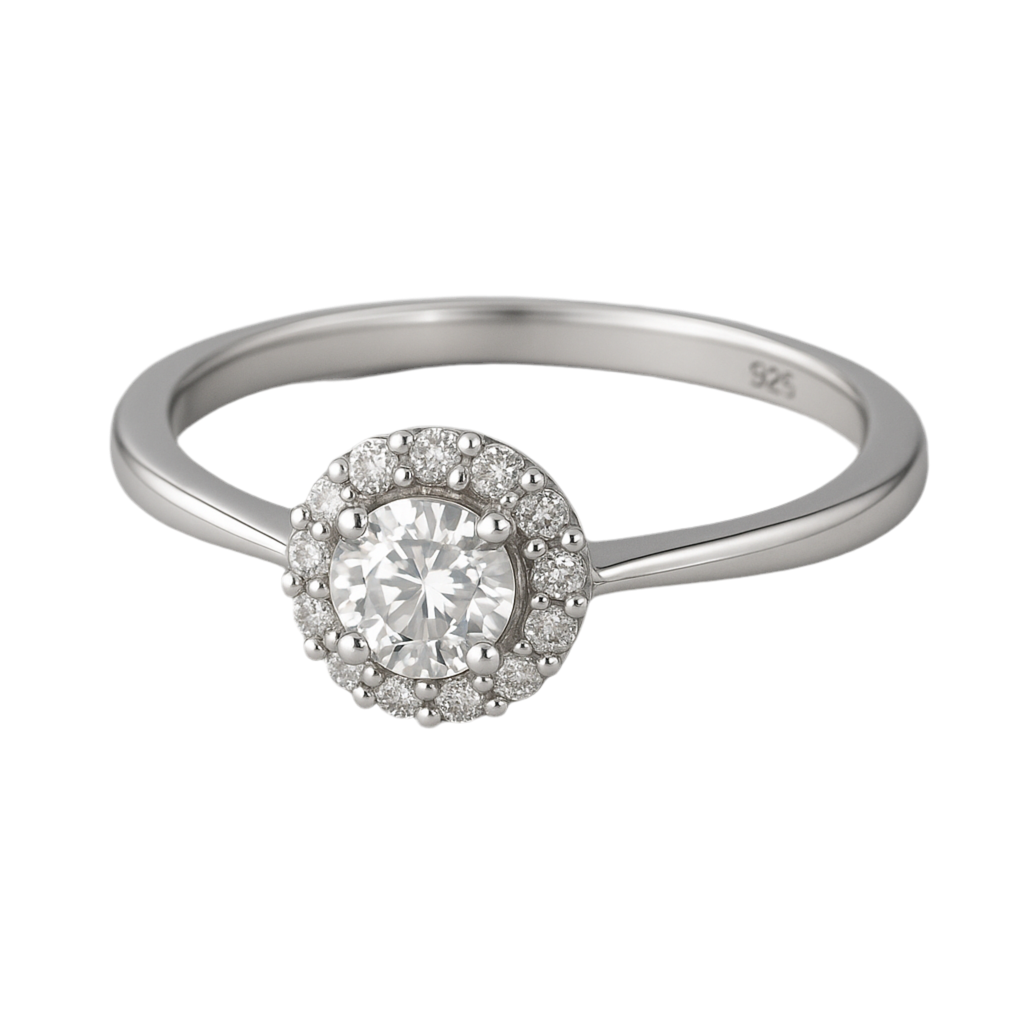 925 Silver Women’s Ring – Halo Cluster