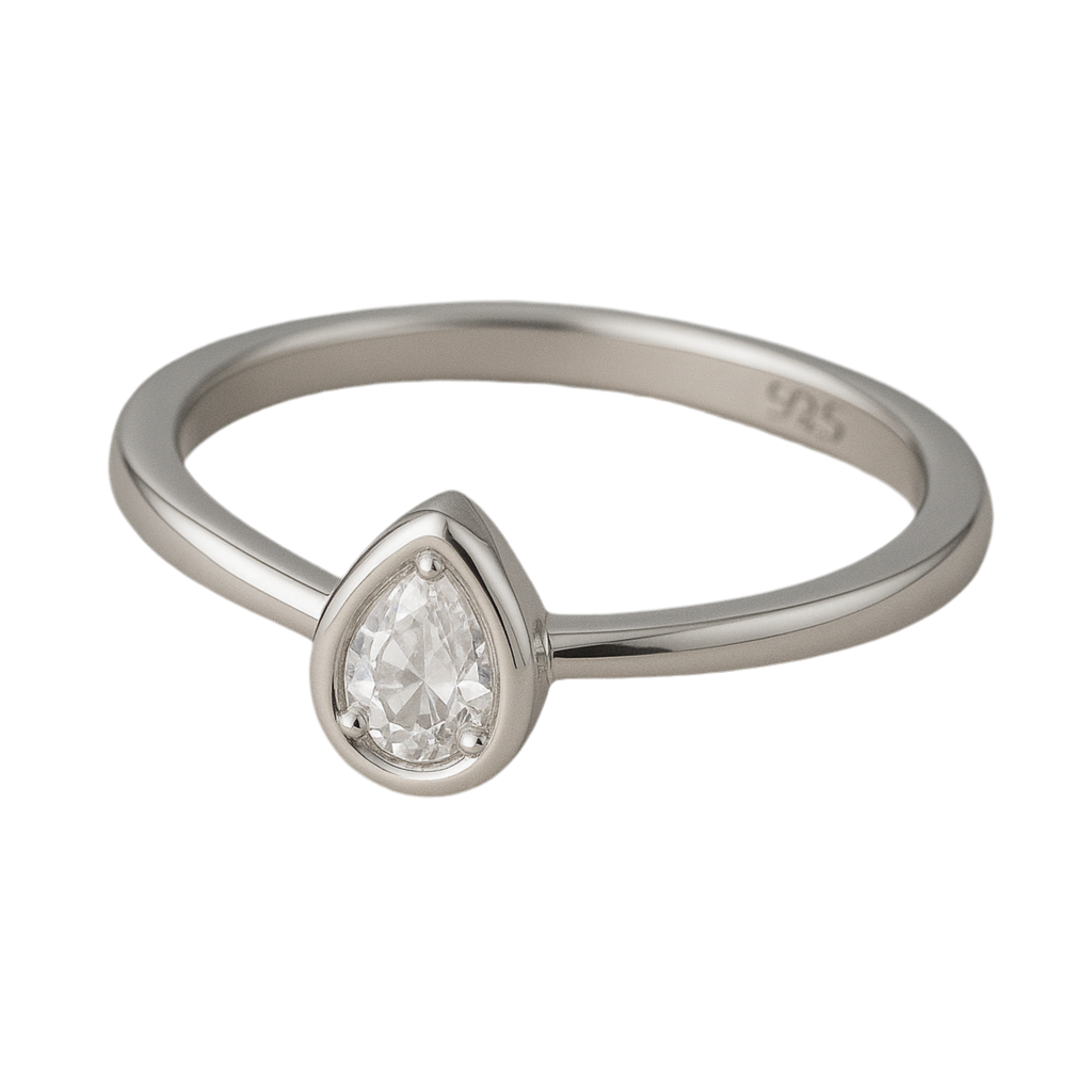 925 Silver Women’s Ring – Pear-Shaped Solitaire