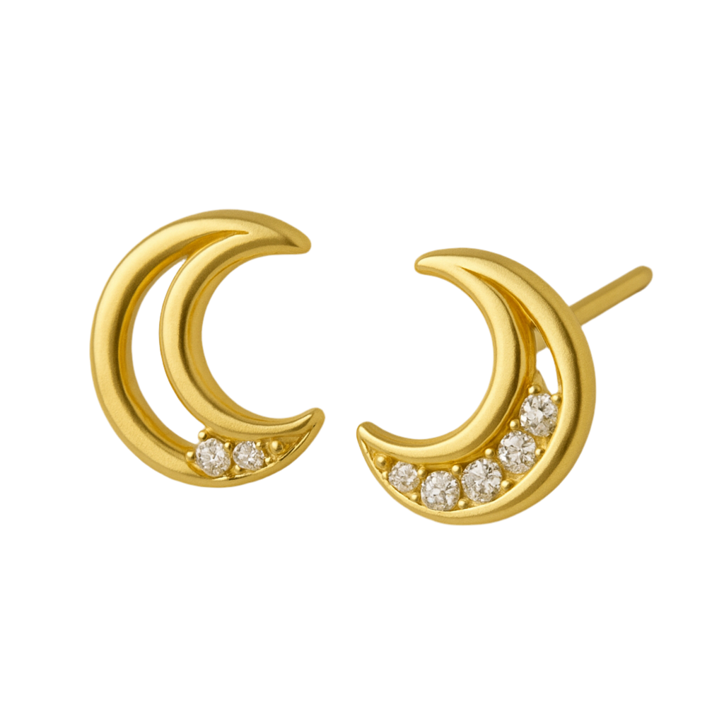 Crescent pair 18k earrings