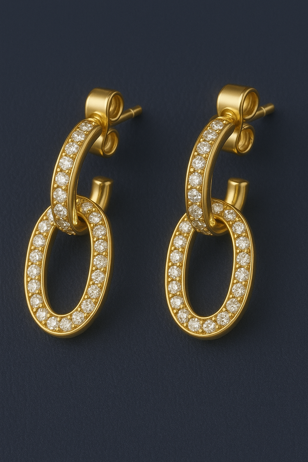 Double oval pave 18k earrings