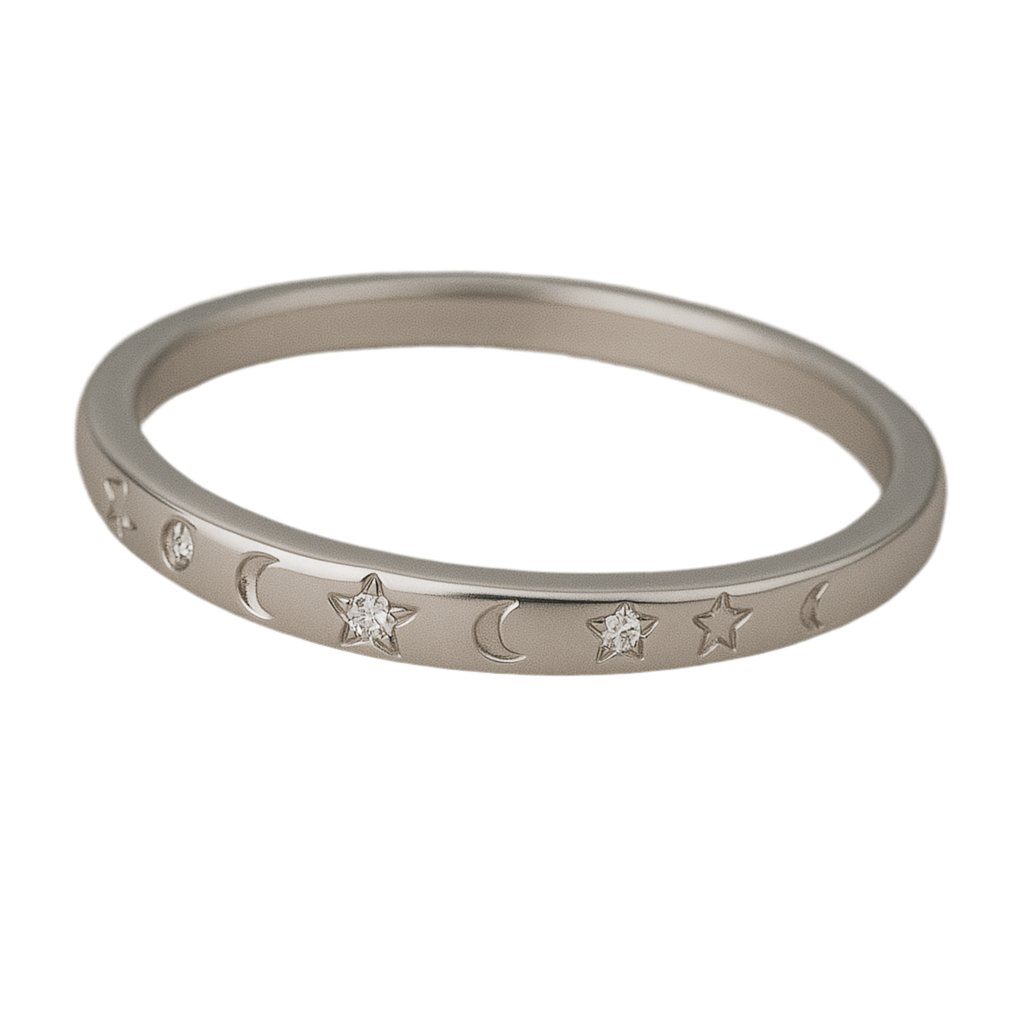 925 Silver Women’s Ring – Star & Moon Band