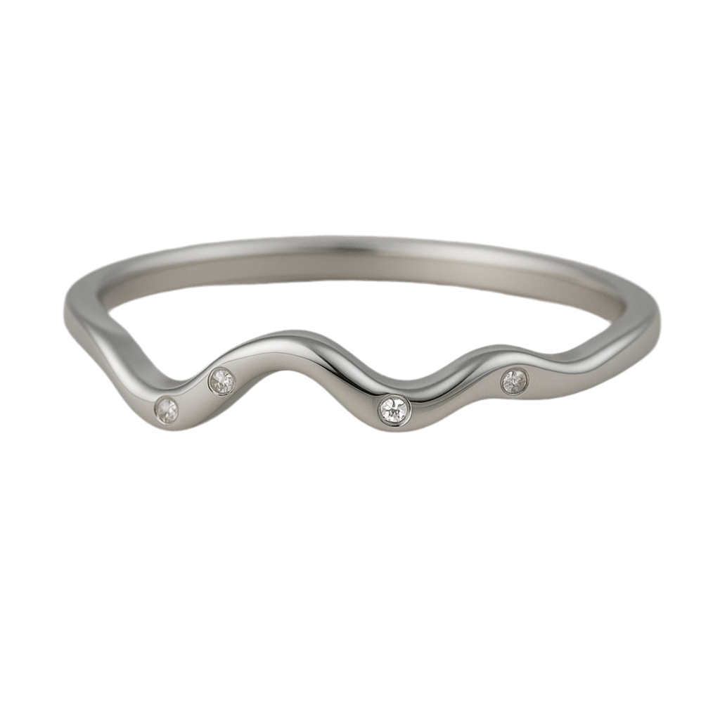 925 Silver Women’s Ring – Wavy CZ Band