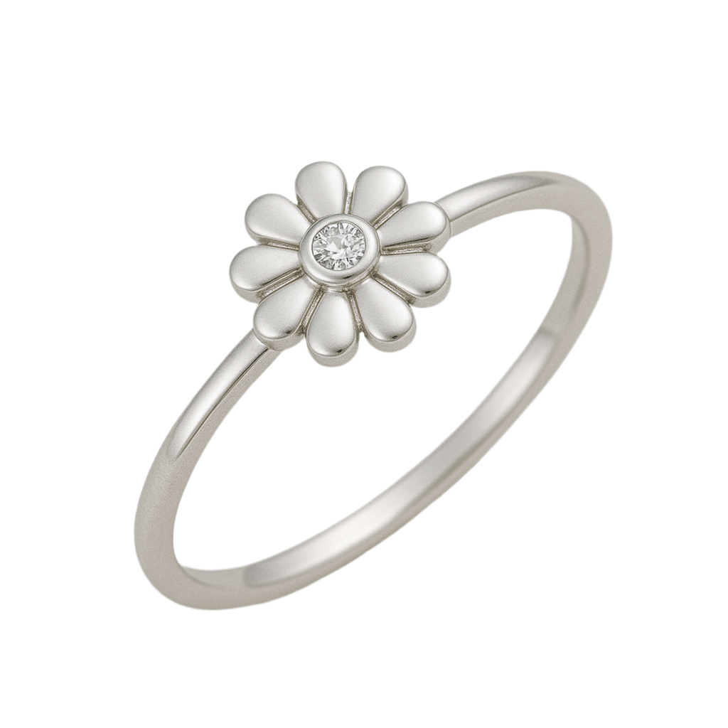 925 Silver Women’s Ring – Flower with Center CZ