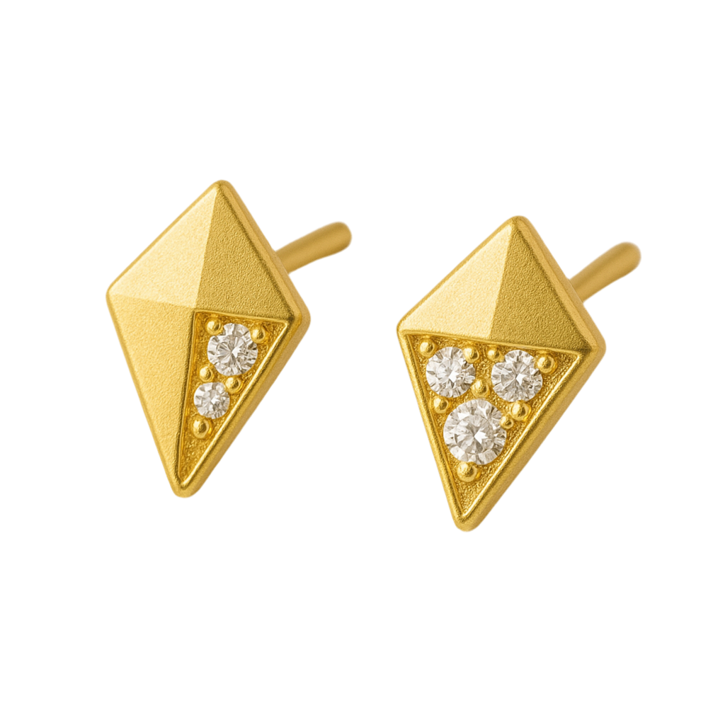 Kite and diamond accents 18k earrings
