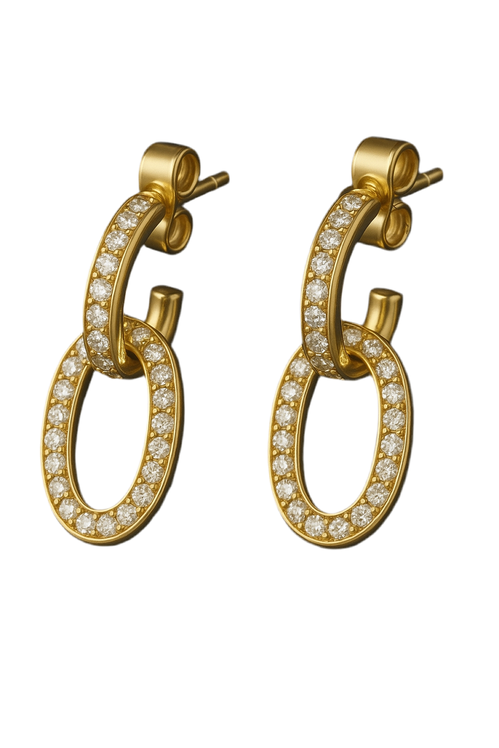 Double oval pave 18k earrings