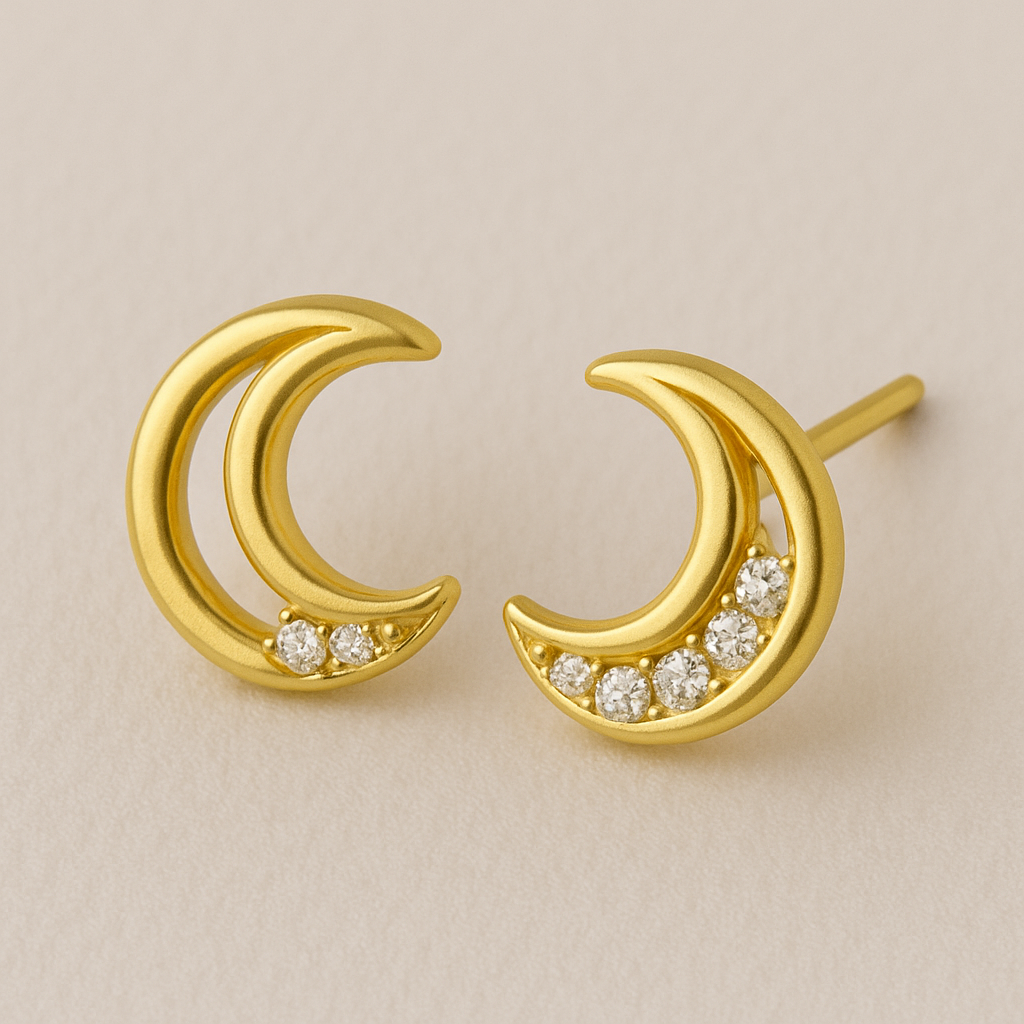 Crescent pair 18k earrings